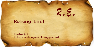 Rohony Emil névjegykártya